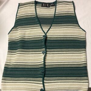 Rue21 Teal and Beige Striped Button Down Vest